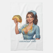 Essential Oils Funny Taco Illustration | Girly Theedoek (Verticaal)