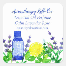 Essential Oils Herbs Flowers Rosebud Lemon Vierkante Sticker