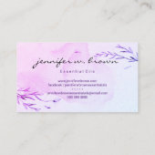 Essential Oils paarse waterverf flower-olie Visitekaartje (Achterkant)