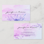 Essential Oils paarse waterverf flower-olie Visitekaartje (Voorkant / Achterkant)