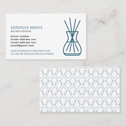 Essential Oils Reed Diffuser Bottle Pattern Visitekaartje (Voorkant / Achterkant)