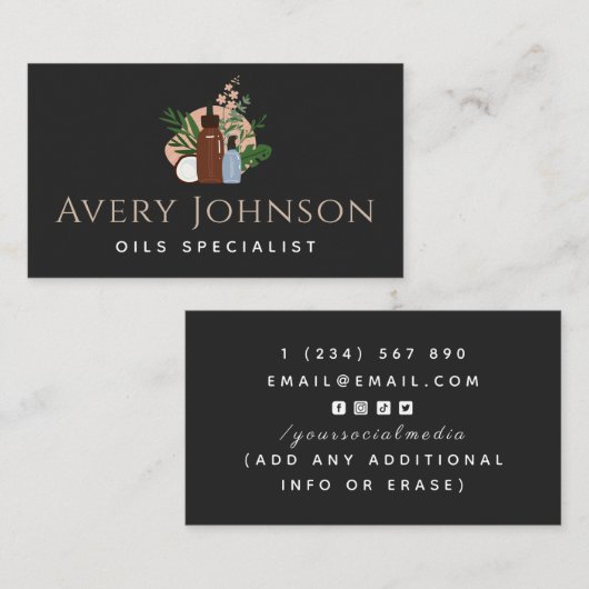 Essential Oils Specialist Flessen & Planten Boho Visitekaartje (Voorkant / Achterkant)