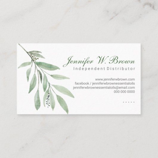 Essential Oils voegen aangepaste groene bloem-scho Visitekaartje (Achterkant)
