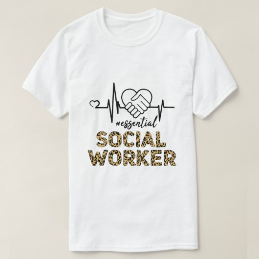 Essential Social Worker Heartbeat Social Worker Le T-shirt (Design voorkant)