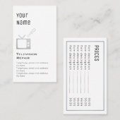 "Essential" televisiereparingskaarten Visitekaartje (Voorkant / Achterkant)