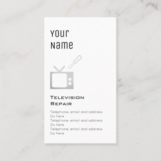 "Essential" televisiereparingskaarten Visitekaartje (Voorkant)