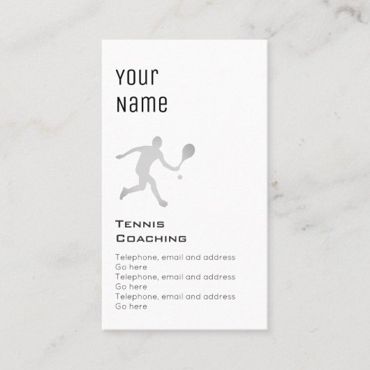 "Essential" Tennis Coaching Prijskaarten Visitekaartje (Voorkant)