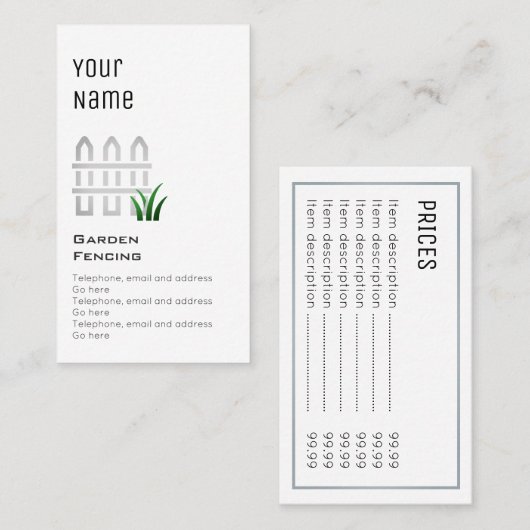 "Essential" tuinarchitectuur Visitekaartje (Voorkant / Achterkant)