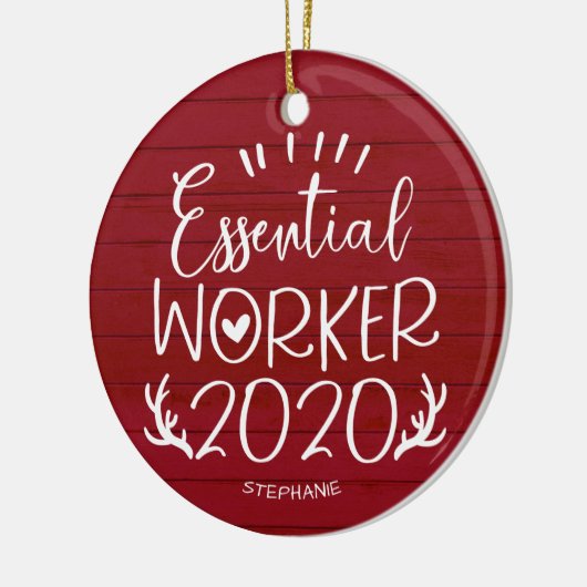 Essential Worker 2020 Covid-kerstrood hout Keramisch Ornament (Links)
