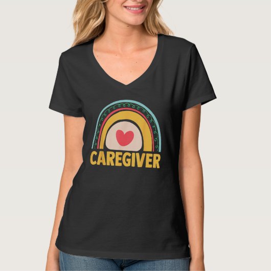 Essential Worker Caregiving Boho Rainbow Caregiver T-shirt (Voorkant)