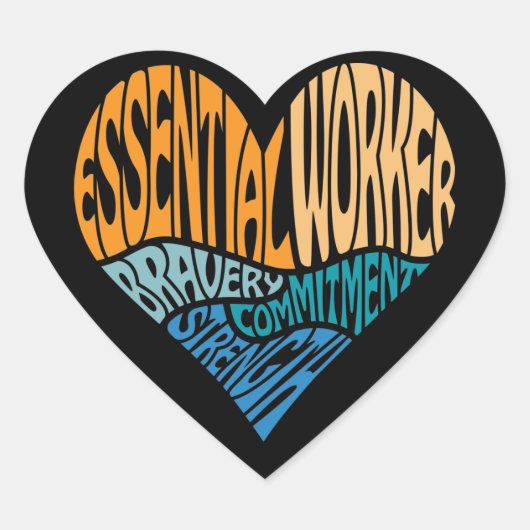 Essential Worker Heart Art Hart Sticker (Voorkant)
