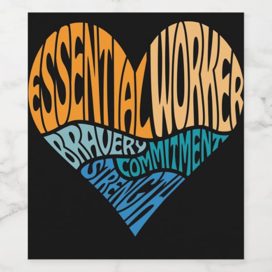 Essential Worker Heart Art Wijn Etiket (Enkel label)