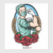Essential Worker Hero Sterke Caring Nurse Sticker (Vel)