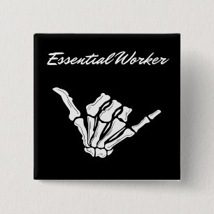 Essential Worker Square Vierkante Button 5,1 Cm
