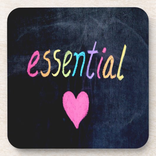Essential Worker Support Heart op de krijtplank Bier Onderzetter (Voorkant)