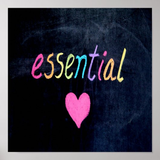 Essential Worker Support Heart op de krijtplank Poster (Voorkant)