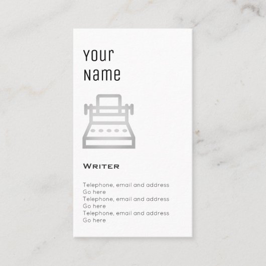 'Essential Writer Price Cards' Visitekaartje (Voorkant)