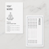 'Essential' Yoga Instructor Price Cards Visitekaartje (Voorkant / Achterkant)