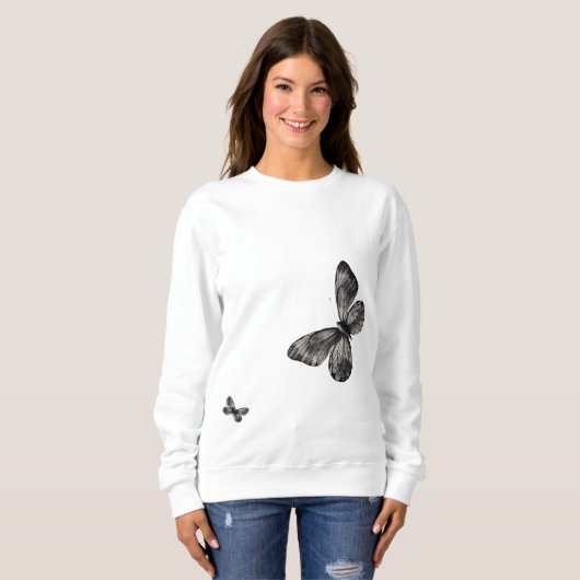 Essentials of Leisure w / Butterfly Print - Wit Trui (Voorkant volledig)