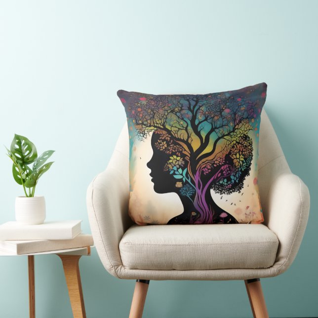 **"Essentie van de Aarde: Abstracte Dame Moeder Na Kussen (Stoel)