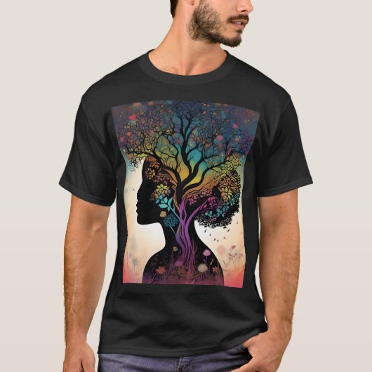 **"Essentie van de Aarde: Abstracte Dame Moeder Na T-shirt (Voorkant)