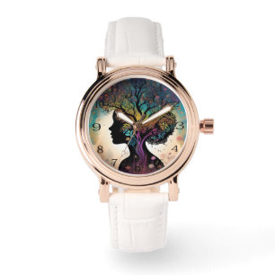 **"Essentie van de Aarde: Abstracte Vrouwe Moeder  Horloge