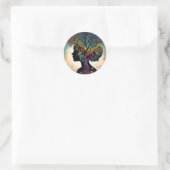**"Essentie van de Aarde: Abstracte Vrouwe Moeder  Ronde Sticker (Tas)