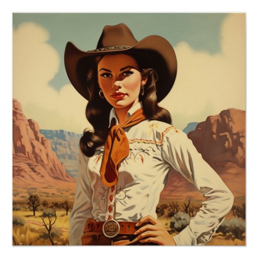 Essentie van de Cowgirl: Wild West Whispers Perfect Poster (Voorkant)