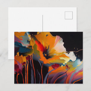Essentie van de Tuin – Abstracte Bloemexpressie Briefkaart