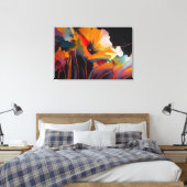 Essentie van de Tuin – Abstracte Bloemexpressie Canvas Afdruk (Insitu (Slaapkamer))
