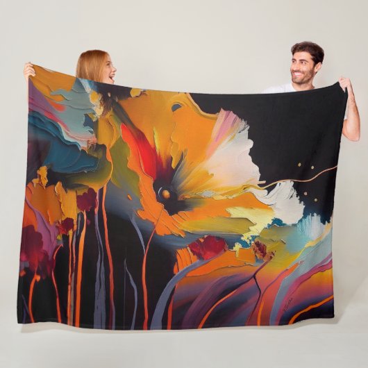 Essentie van de tuin – Abstracte bloemexpressie Fleece Deken (In situ)