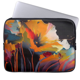 Essentie van de Tuin – Abstracte Bloemexpressie Laptop Sleeve