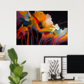 Essentie van de Tuin – Abstracte Bloemexpressie Poster (Thuiskantoor)