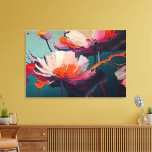 Essentie van de tuin III – Lichtgevende bloemenbew Canvas Afdruk