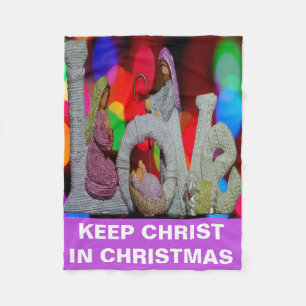 Essentie van Kerstmis met Liefde van Kerststal Fleece Deken