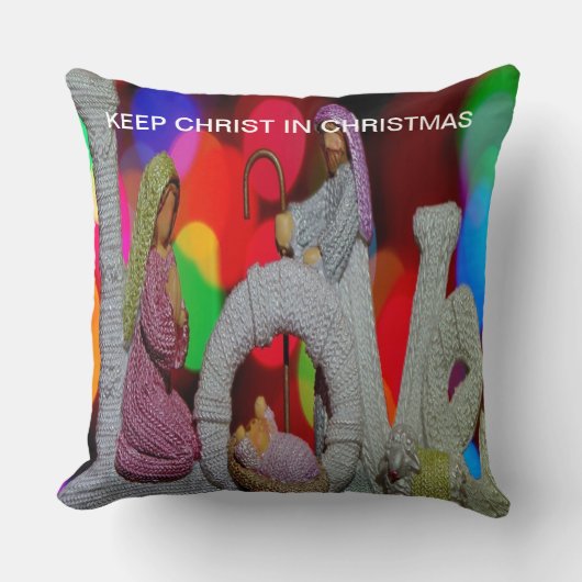 Essentie van Kerstmis met Liefde van Kerststal Kussen (Voorkant)