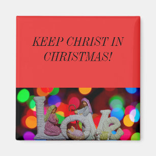 Essentie van Kerstmis met Liefde van Kerststal Magneet