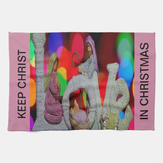 Essentie van Kerstmis met liefde voor de kerststal Theedoek (Horizontaal)