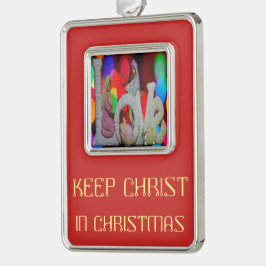 Essentie van Kerstmis met liefde voor de kerststal Verzilverd Omlijst Ornament