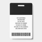 Essentieel Personeelslid - Foto, Streepjescode, Lo Badge (Achterkant)