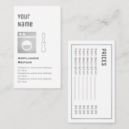 'Essentiële' apparaatreparatieprijskaarten Visitekaartje