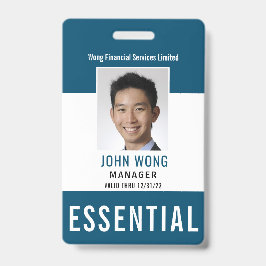 Essentiële bedrijfslogo-werknemersfoto badge