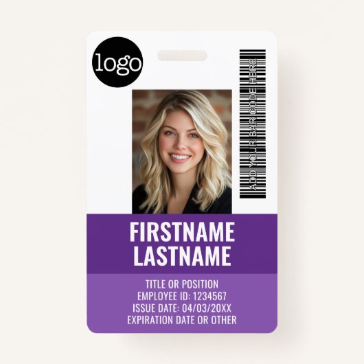 Essentiële ID-foto van werknemer, streepjescode, L Badge (Voorkant)