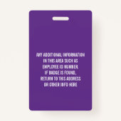 Essentiële ID-foto van werknemer, streepjescode, L Badge (Achterkant)