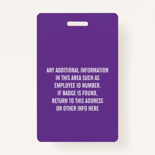 Essentiële ID-foto van werknemer, streepjescode, L Badge (Achterkant)