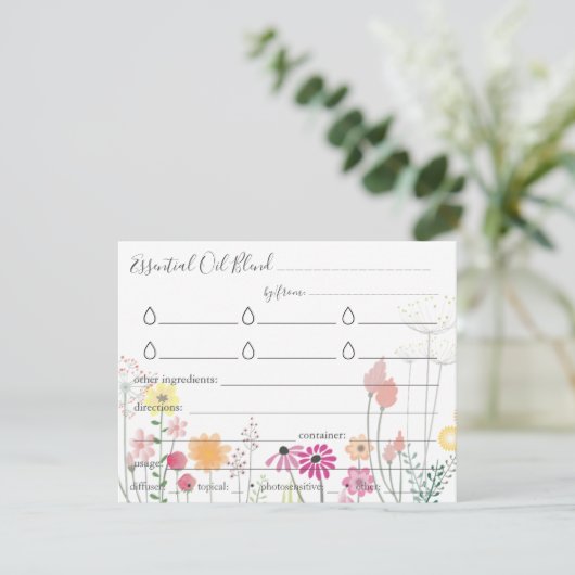 Essentiële olie Blends Recipe Direction Kaart (Staand voorkant)