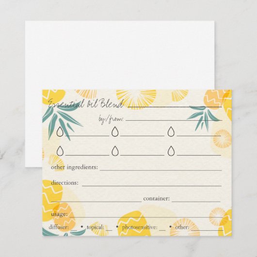 Essentiële olie Blends Recipe Direction Kaart (Voorkant / Achterkant)