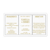 Essentiële olie Cosmetische vanille Honing Ingredi Etiket (Voorkant)