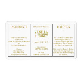 Essentiële olie Cosmetische vanille Honing Ingredi Etiket
