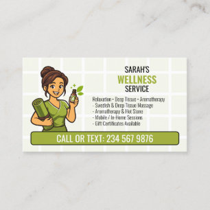 Essentiële Olie Massage Spa QR Cartoon Meisje Visitekaartje